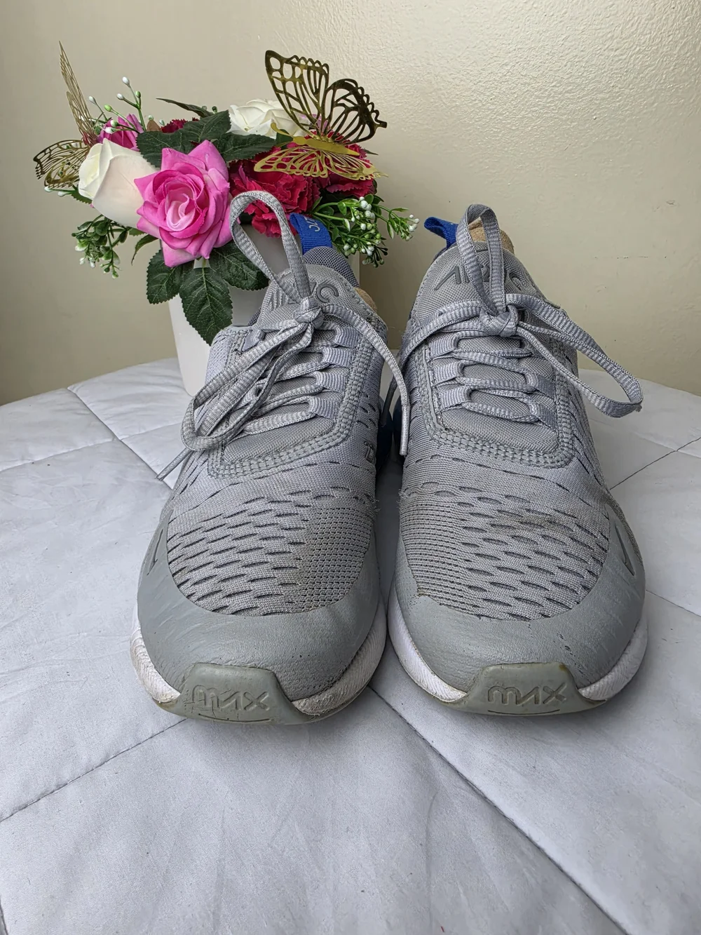 Nike Air Max 270 Grey & Blue Sneakers Big Boy Size Yy